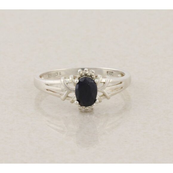 Sterling Silver Natural Dark Blue Sapphire Ring Size 10 1/4 - Picture 1 of 8